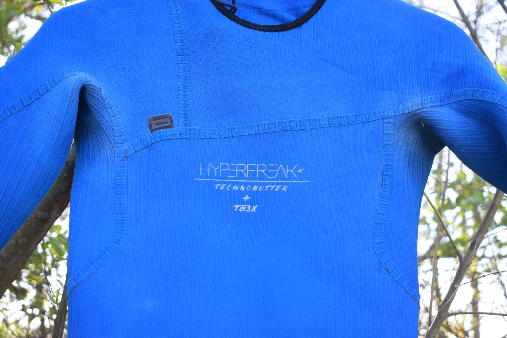 O'Neill Hyperfreak 5/4+ Chest Zip, inner lining with HyperFreak TechnoButter + TB3X label.